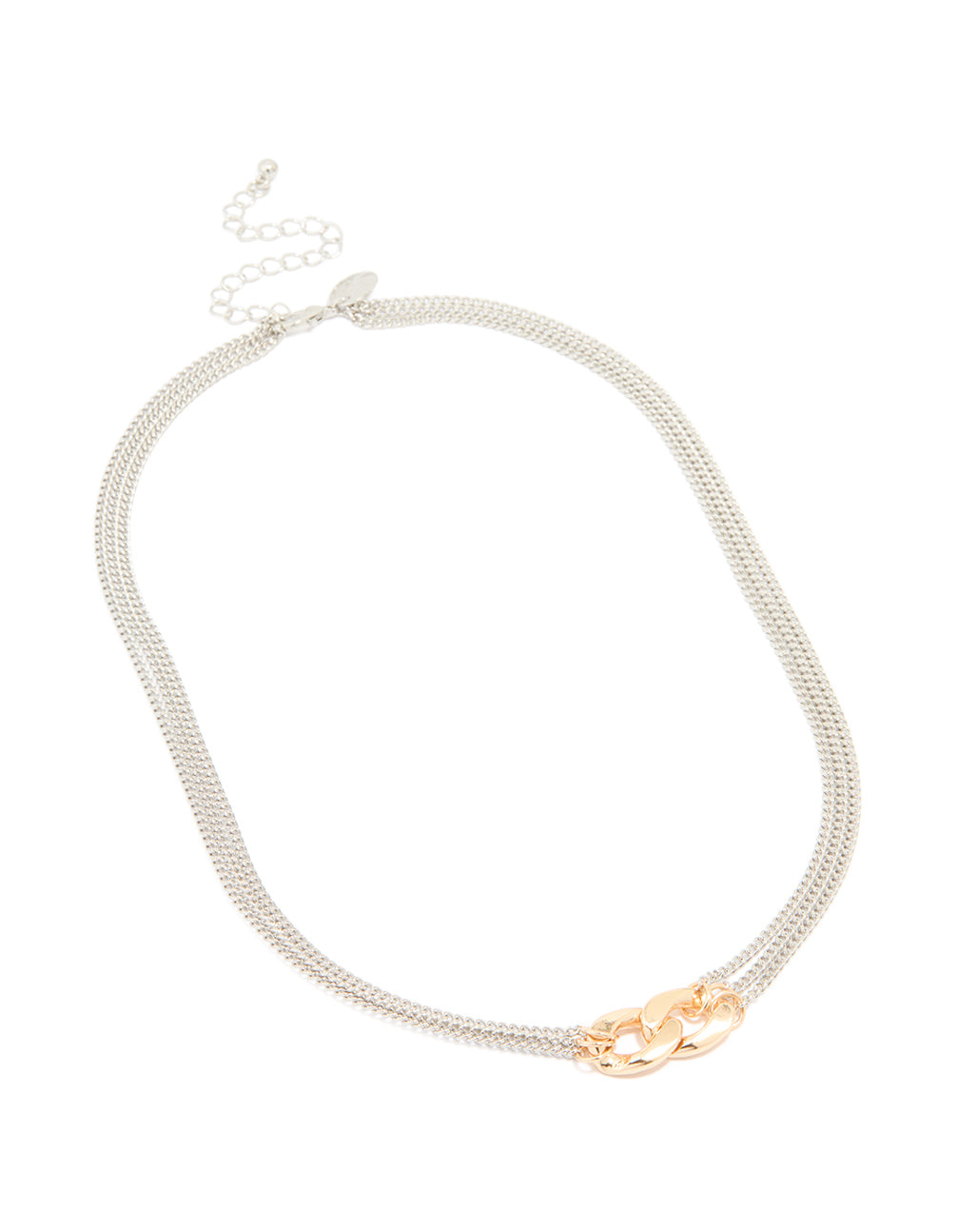 Mixed Metal Layered Chain Pendant Necklace