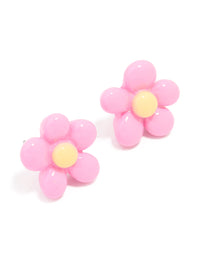 Coated Metal Bubble Flower Stud Earrings - link has visual effect only