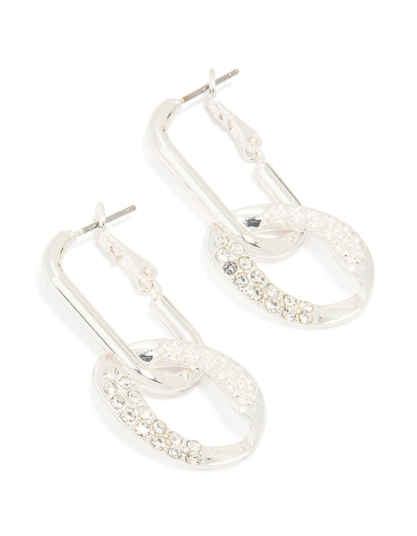 Silver Diamante Loop Drop Earrings