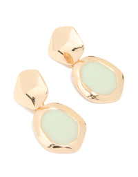 Gold Organic Green Resin Drop Earrings - link has visual effect only