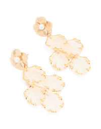 Gold Petal Drop Stud Earrings - link has visual effect only