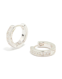 Silver Plated Cubic Zirconia Thin Pavé Hoop Earrings - link has visual effect only