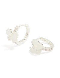 Silver Plated Diamante Butterfly Hoop Earrings - link has visual effect only