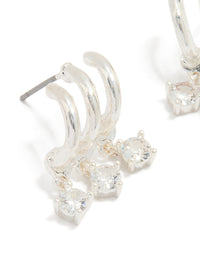 Silver Plated Cubic Zirconia Trio Hoop Earrings - link has visual effect only