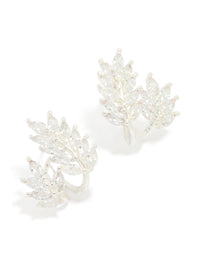 Silver Plated Cubic Zirconia Roman Leaf Crawler Earrings - link has visual effect only
