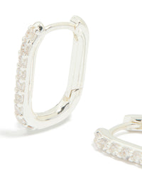Silver Plated Cubic Zirconia Oval Hoop Earrings - link has visual effect only