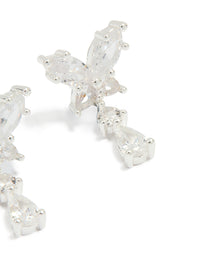 Silver Plated Cubic Zirconia Butterfly Teardrop Earrings - link has visual effect only