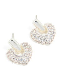 Silver Plated Cubic Zirconia Heart Drop Earrings - link has visual effect only