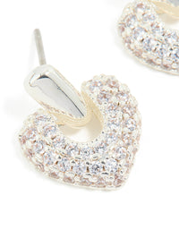 Silver Plated Cubic Zirconia Heart Drop Earrings - link has visual effect only
