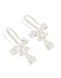 Silver Plated Cubic Zirconia Bow Teardrop Earrings - link has visual effect only