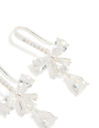 Silver Plated Cubic Zirconia Bow Teardrop Earrings - link has visual effect only