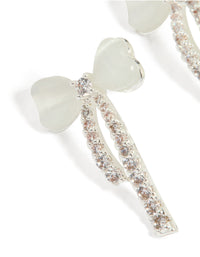 Silver Plated Cubic Zirconia Heart Bow Stud Earrings - link has visual effect only