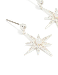 Silver Plated Celestial Pearl Star Drop Earrings - link has visual effect only