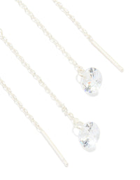 Silver Plated Cubic Zirconia Thread Through Earrings - link has visual effect only
