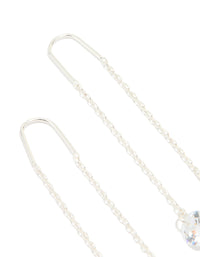Silver Plated Cubic Zirconia Thread Through Earrings - link has visual effect only