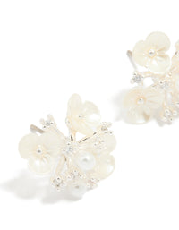 Silver Plated Acrylic Flower Cluster Earrings - link has visual effect only