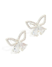 Silver Plated Cubic Zirconia Butterfly Stud Earrings - link has visual effect only
