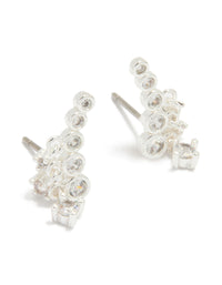 Silver Plated Cubic Zirconia Bezel Crawler Stud Earrings - link has visual effect only
