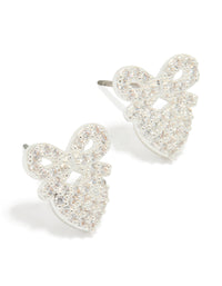 Silver Plated Cubic Zirconia Bow & Heart Drop Earrings - link has visual effect only