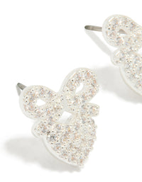 Silver Plated Cubic Zirconia Bow & Heart Drop Earrings - link has visual effect only