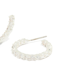 Silver Plated Cubic Zirconia Medium Round Hoop Earrings - link has visual effect only