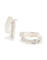 Silver Plated Cubic Zirconia & Mother Of Pearl Jacket Earrings - link has visual effect only