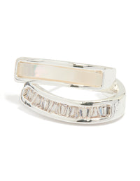 Silver Plated Cubic Zirconia & Mother Of Pearl Jacket Earrings - link has visual effect only