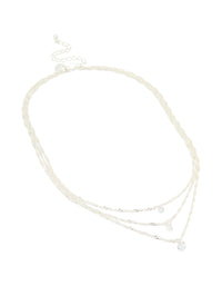 Silver Plated Round Cubic Zirconia Trio Layered Necklace - link has visual effect only
