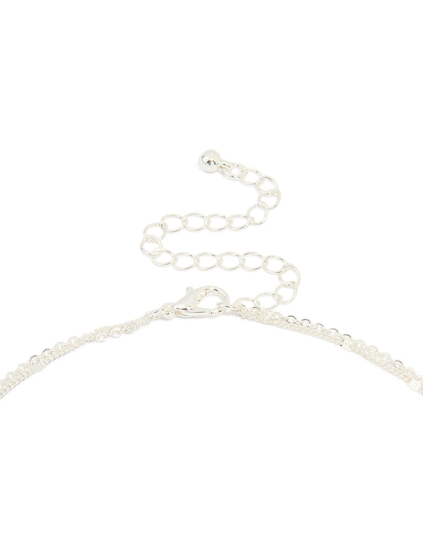 Silver Plated Freshwater Pearl & Bow Layered Necklace
