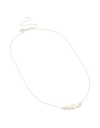 Silver Plated Cubic Zirconia Flower Pendant Necklace - link has visual effect only