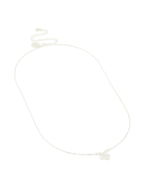 Silver Plated Cubic Zirconia Cherry Pendant Necklace