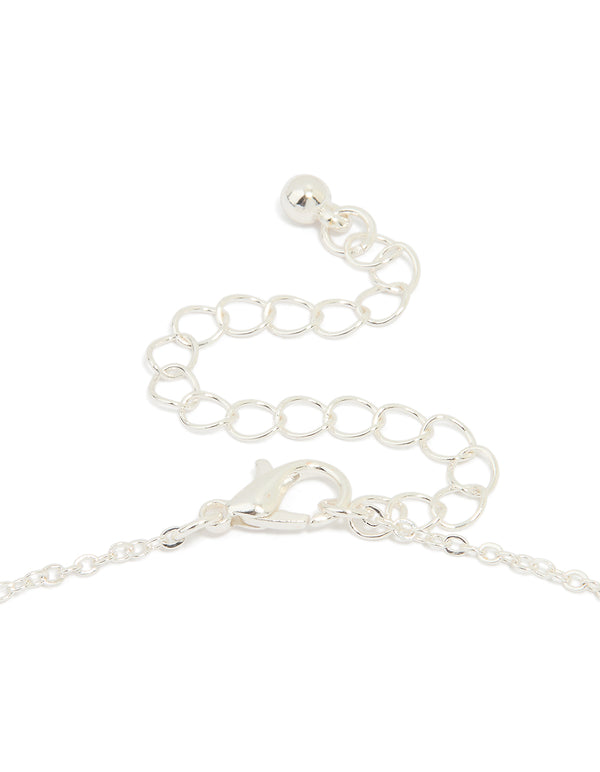 Silver Plated Cubic Zirconia Butterfly Pendant Necklace