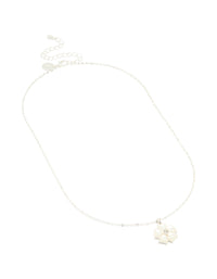 Silver Plated Chunky Flower Pendant Necklace - link has visual effect only