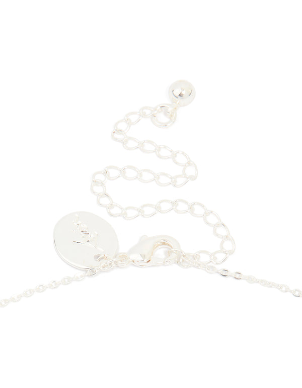 Silver Plated Cubic Zirconia Pearl Butterfly Necklace