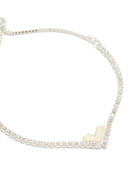 Silver Plated Cubic Zirconia Mini Heart Toggle Bracelet - link has visual effect only