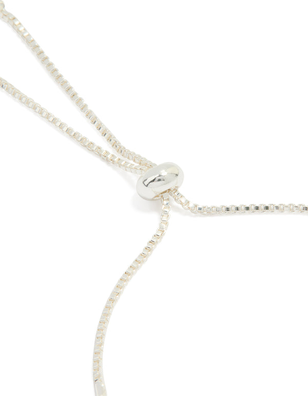 Silver Plated Cubic Zirconia Mini Heart Toggle Bracelet