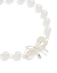 Silver Plated Pearl Double Bow Bracelet - link has visual effect only