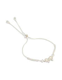 Silver Plated Cubic Zirconia Bow Outline Toggle Bracelet - link has visual effect only