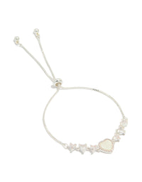 Silver Plated Mother Of Pearl & Cubic Zirconia Mini Heart Toggle Bracelet - link has visual effect only