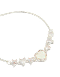 Silver Plated Mother Of Pearl & Cubic Zirconia Mini Heart Toggle Bracelet - link has visual effect only