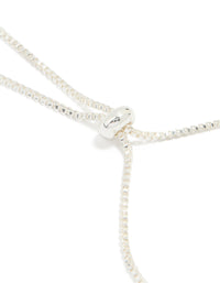 Silver Plated Cubic Zirconia Flower Station Toggle Bracelet - link has visual effect only
