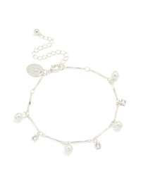 Silver Plated Cubic Zirconia Pearl Drop Bracelet - link has visual effect only