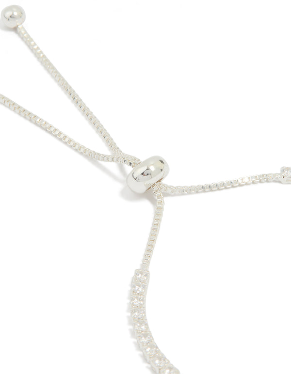 Silver Plated Cubic Zirconia Pave & Baguette Toggle Bracelet