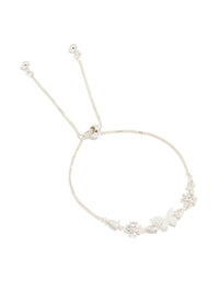 Silver Plated Cubic Zirconia Butterfly & Flower Toggle Bracelet - link has visual effect only