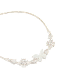 Silver Plated Cubic Zirconia Butterfly & Flower Toggle Bracelet - link has visual effect only
