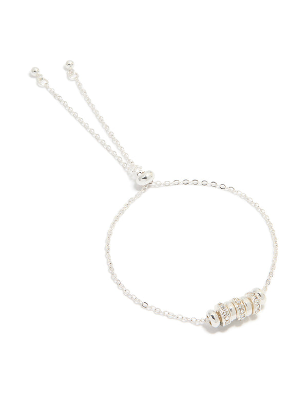 Silver Plated Diamante Rondell Toggle Bracelet
