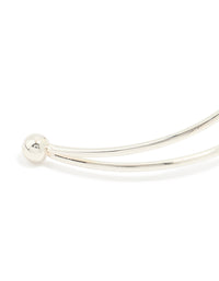 Silver Plated Cubic Zirconia Double Row Wrist Cuff - link has visual effect only