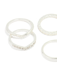 Silver Plated Diamante Twist & Dip Rings 6-Pack - link has visual effect only