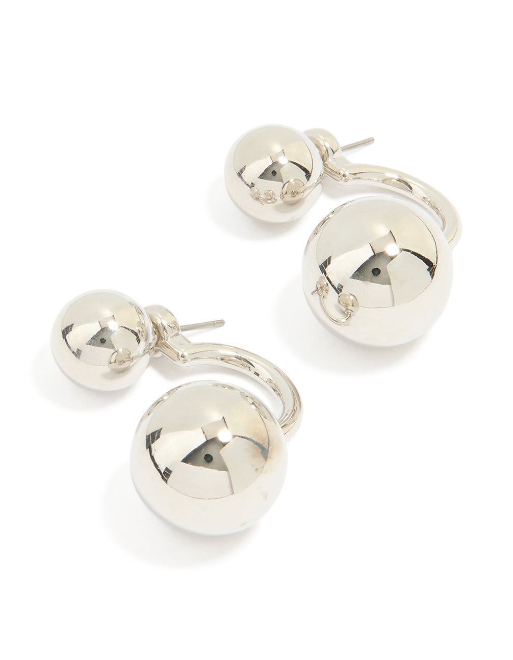 Silver Double Ball Jacket Earrings