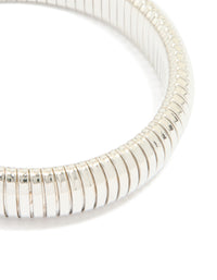 Silver Ribbed Tube Stretch Bracelet - link has visual effect only